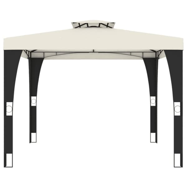 vidaXL pavillon med dobbelt tag 2,98x2,98 m stål cremefarvet