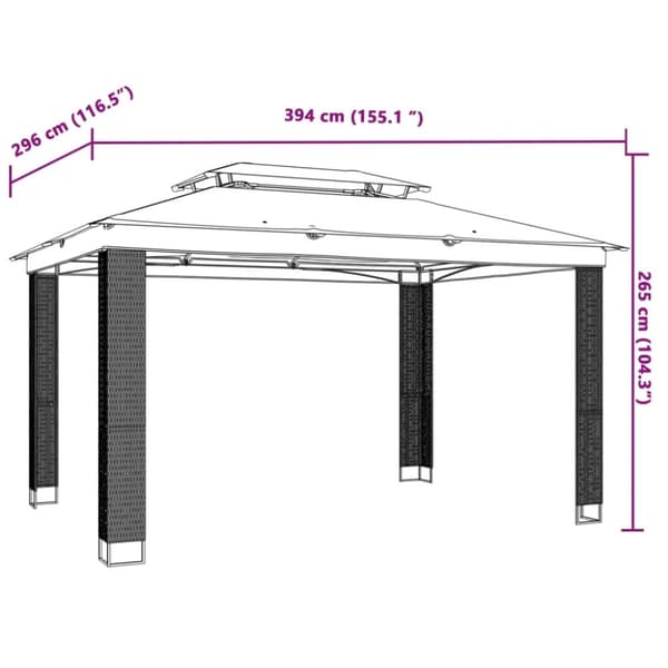vidaXL pavillon med dobbelt tag 3,94x2,96 m stål antracitgrå