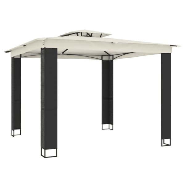 vidaXL pavillon med dobbelt tag 2,94x2,94 m stål cremefarvet