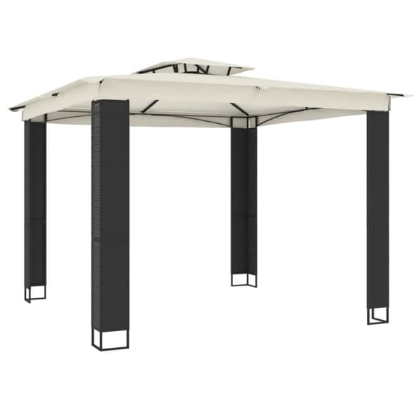 vidaXL pavillon med dobbelt tag 2,94x2,94 m stål cremefarvet