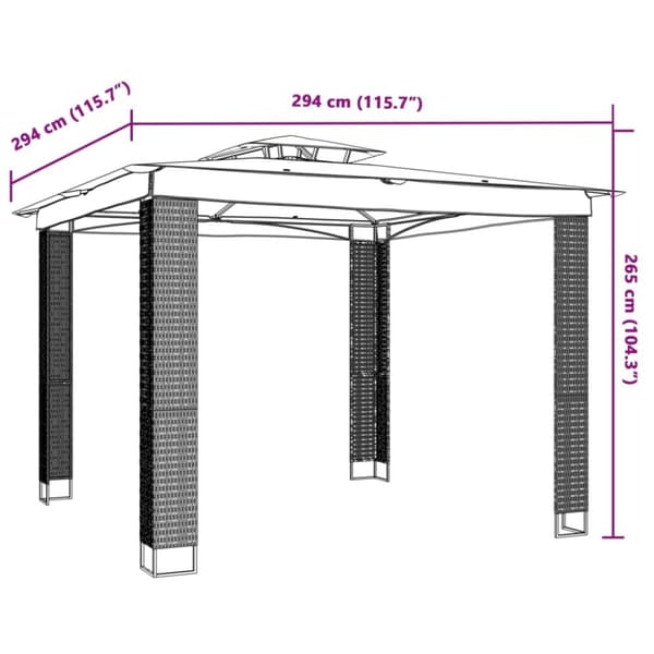 vidaXL pavillon med dobbelt tag 2,94x2,94 m stål cremefarvet