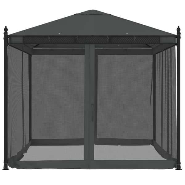 vidaXL pavillon 2,93x2,93 m mesh-vægge stål antracitgrå