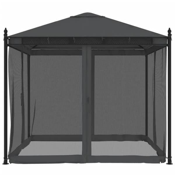 vidaXL pavillon 2,93x2,93 m mesh-vægge stål antracitgrå