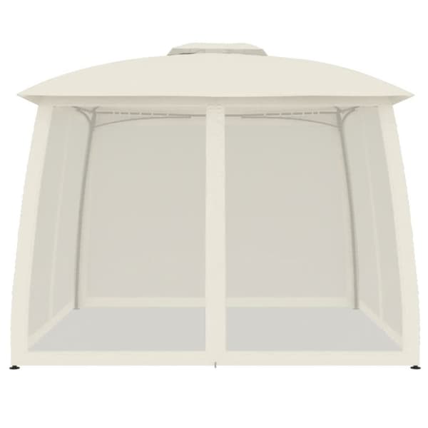 vidaXL pavillon 2,93x2,93 m dobbelt tag + meshvægge stål cremefarvet