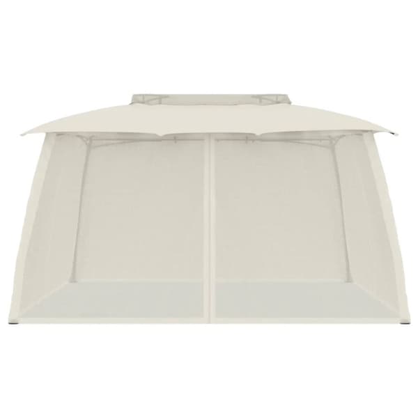 vidaXL pavillon 3,93x2,93 m dobbelt tag + meshvægge stål cremefarvet