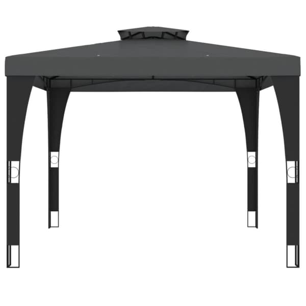 vidaXL pavillon med dobbelt tag 2,98x2,98 m stål antracitgrå
