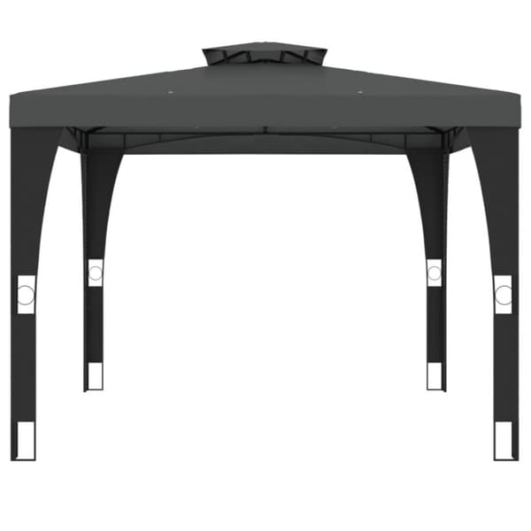 vidaXL pavillon med dobbelt tag 2,98x2,98 m stål antracitgrå