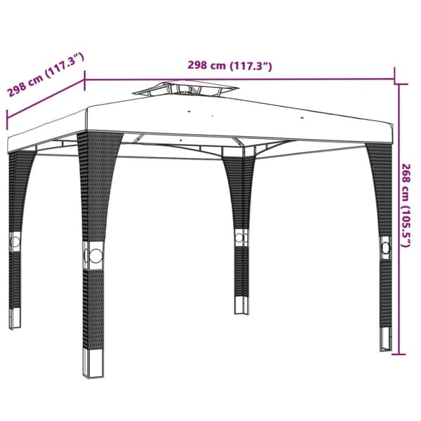 vidaXL pavillon med dobbelt tag 2,98x2,98 m stål antracitgrå