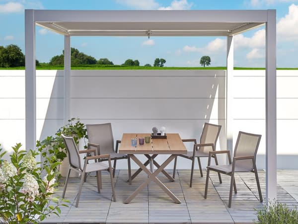 Haveskærm mørkegrå 310 x 215 x 310 cm stål polyester LED-lys justerbar solpanel moderne stil
