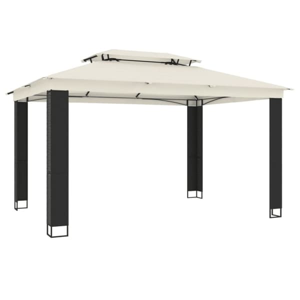 vidaXL pavillon med dobbelt tag 3,94x2,96 m stål cremefarvet