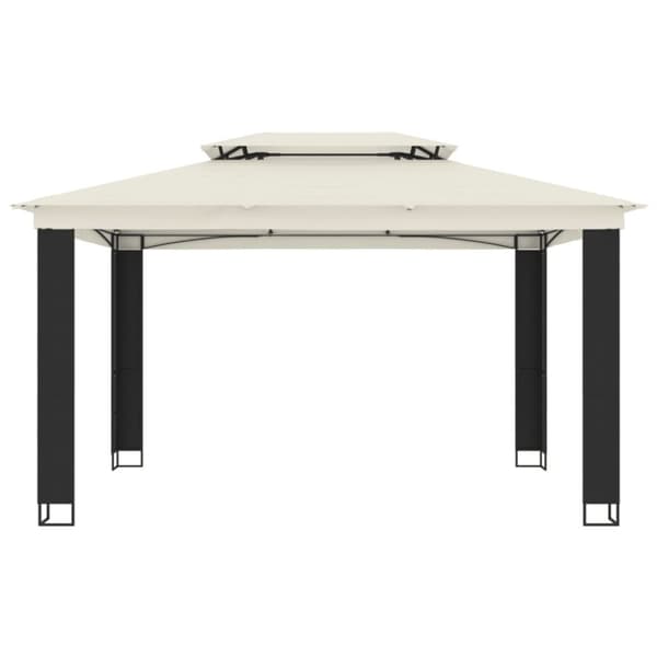 vidaXL pavillon med dobbelt tag 3,94x2,96 m stål cremefarvet