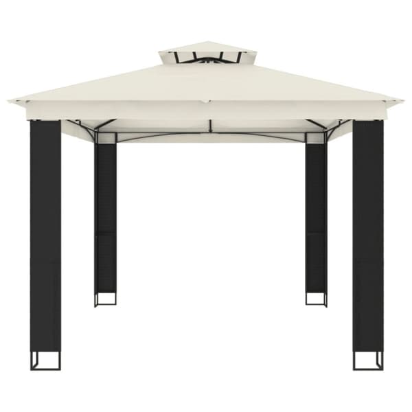 vidaXL pavillon med dobbelt tag 3,94x2,96 m stål cremefarvet