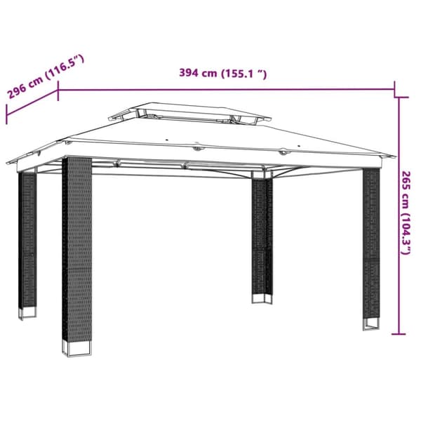vidaXL Paviljong med dobbelttak kremhvit 3,94x2,96 m stål