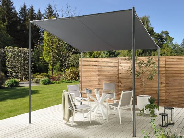 Pergola Mørkegrå Polyester Stål 282 x 294 cm Stoffskygge Metallramme Hagepaviljong