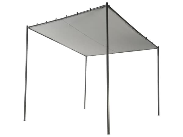Havepavillon Grå Stål Polyester 282 x 294 cm Havepavillon Stofbetræk Stålramme Have Udendørs område