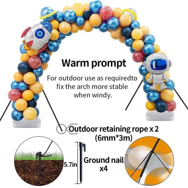 Återanvändbar ballongbågekit - CALDION - 2,7 m justerbart stativ - Vit - Glasfiber, PVC