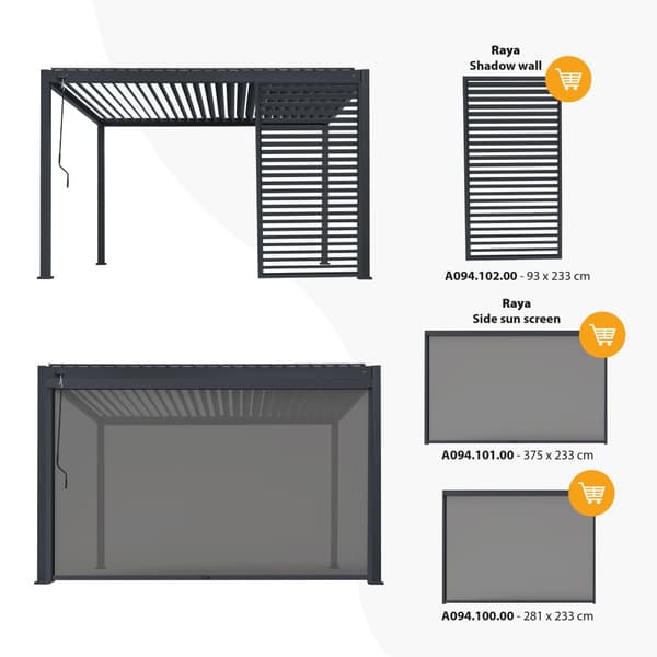 AXI Raya Aluminium Pergola 300x400x250 cm | Moderne og luksuriøs fritstående pergola - Rustfri og vejrbestandig | Op til 120 grader justerbare