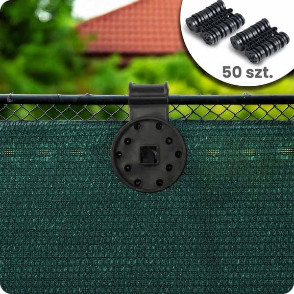 Varjostinverkko 1,5x50m 140g/m2 + 50 puristinta vihreää