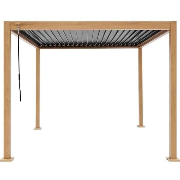 Bioklimatisk pergola GAYA - Struktur i aluminium och stål - l300 x P300 x H240 cm - Träutseende
