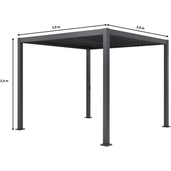 Bioklimatisk pergola GAYA - Struktur i aluminium och stål - 290x290xH240 cm - Grå