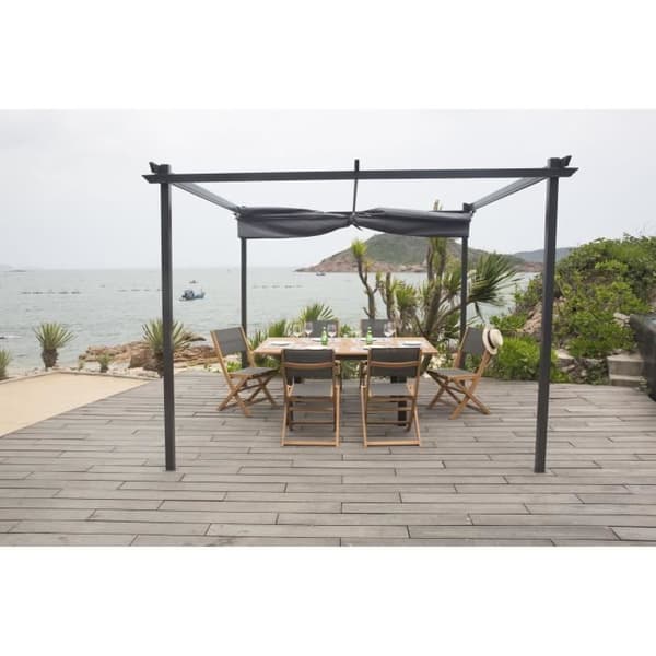 Pergola KIBA med rullbart tak - Grå - 3 x 3 m