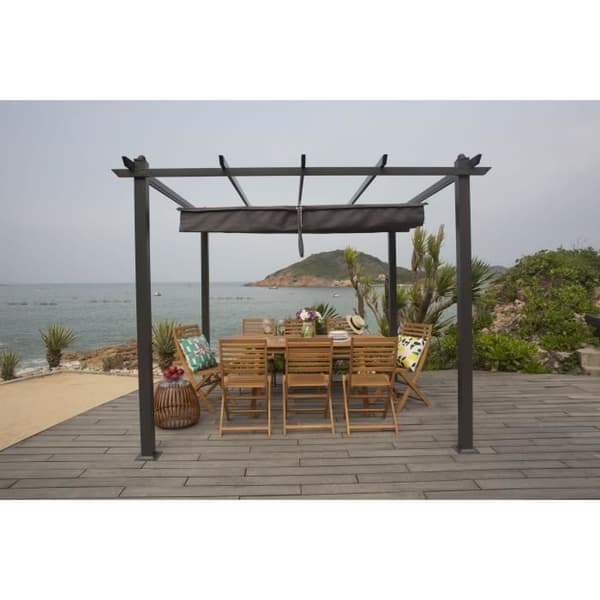 Pergola KIBA med rullbart tak - Grå - 3 x 3 m
