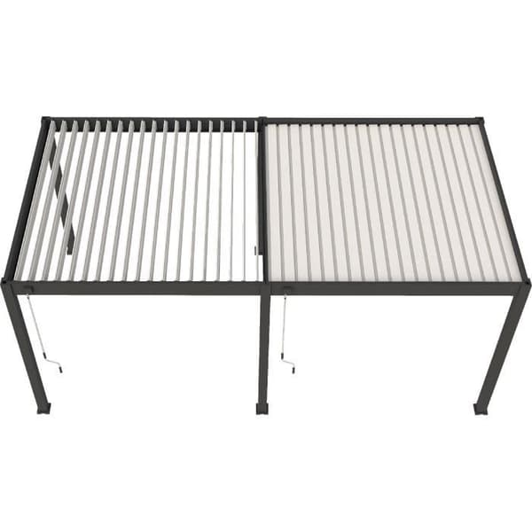 Pergola - Aluminium - OMBREA - Bioklimatisk - Antracit och vita lameller - 3x6 m