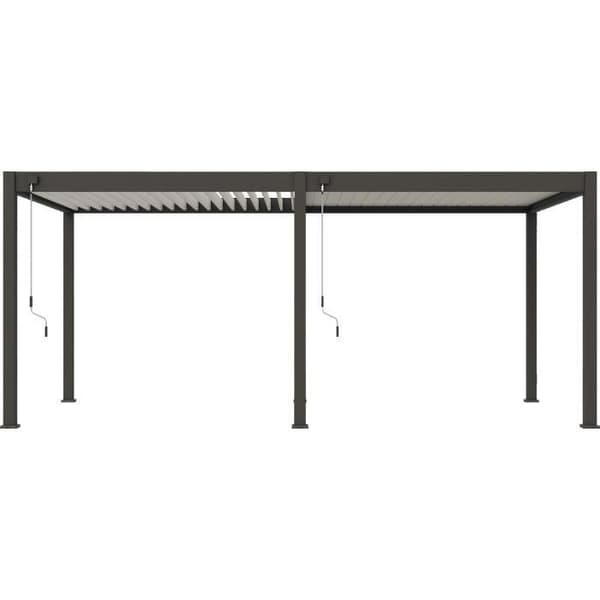 Pergola - Aluminium - OMBREA - Bioklimatisk - Antracit och vita lameller - 3x6 m