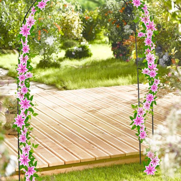 Relaxdays Metallrosbåge, port till trädgården, HxLxP: 240 x 140 x 38,5 cm, stöd för klättrande växter, svart