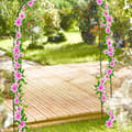 Miniatyrbild 5 av 6: Relaxdays Metallrosbåge, port till trädgården, HxLxP: 240 x 140 x 38,5 cm, stöd för klättrande växter, svart