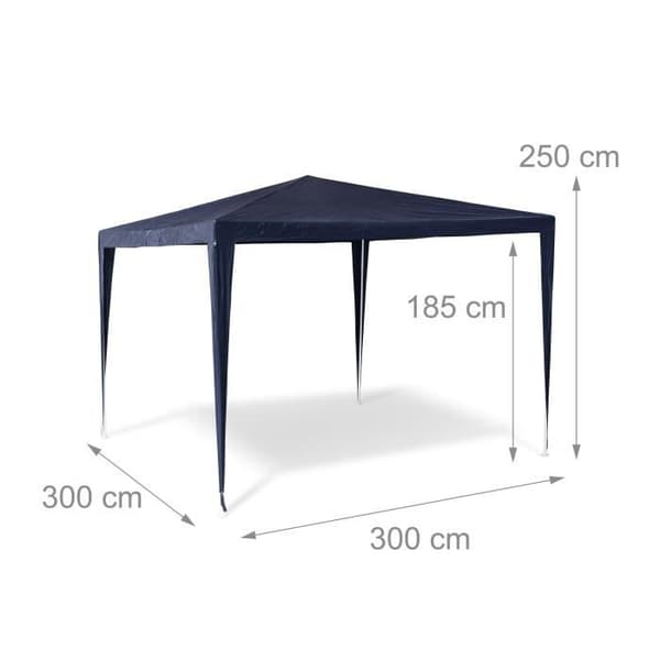 Relaxdays Tonnelle trädgårdspaviljong terrass tält pergola festtält bar sommar H x B x D 2,5 x 3 x 3 m, blå