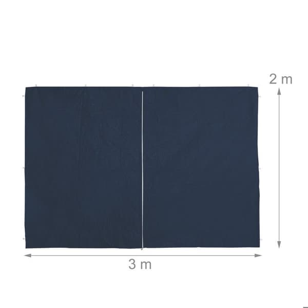 Relaxdays Sidepanel för paviljong, set om 4, 2x3 m, sidopaneler med fönster och blixtlås, blå