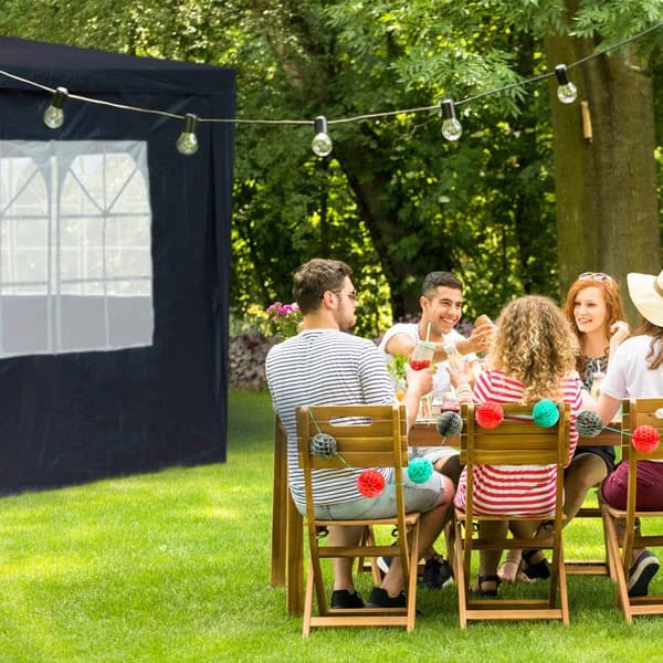 Relaxdays Sidepanel för paviljong, set om 4, 2x3 m, sidopaneler med fönster och blixtlås, blå