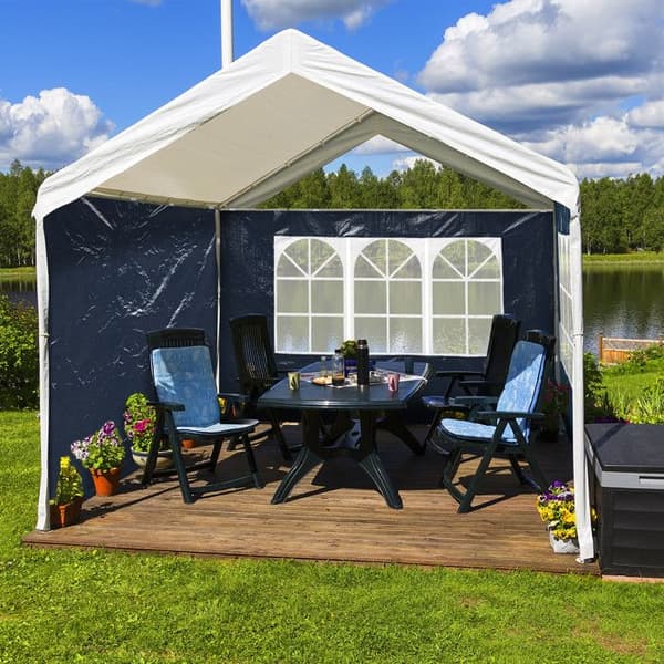 Relaxdays Sidepanel för paviljong, set om 4, 2x3 m, sidopaneler med fönster och blixtlås, blå