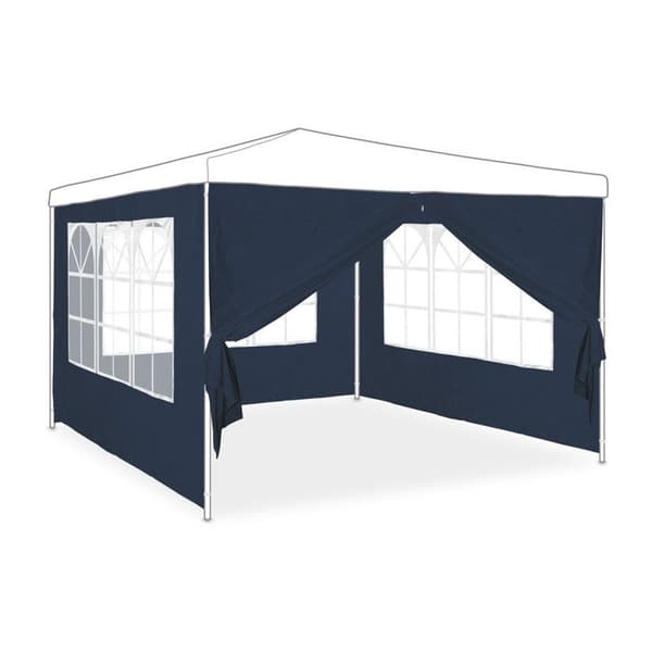 Relaxdays Sidepanel för paviljong, set om 4, 2x3 m, sidopaneler med fönster och blixtlås, blå