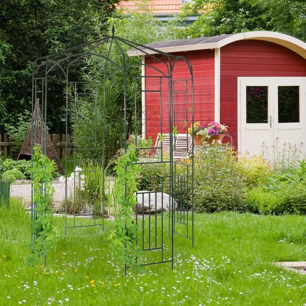 Relaxdays Rosbåge, Rosenträdgård, Klätterställning, Rund trädgårdsstöd 250x160x160 cm, grön