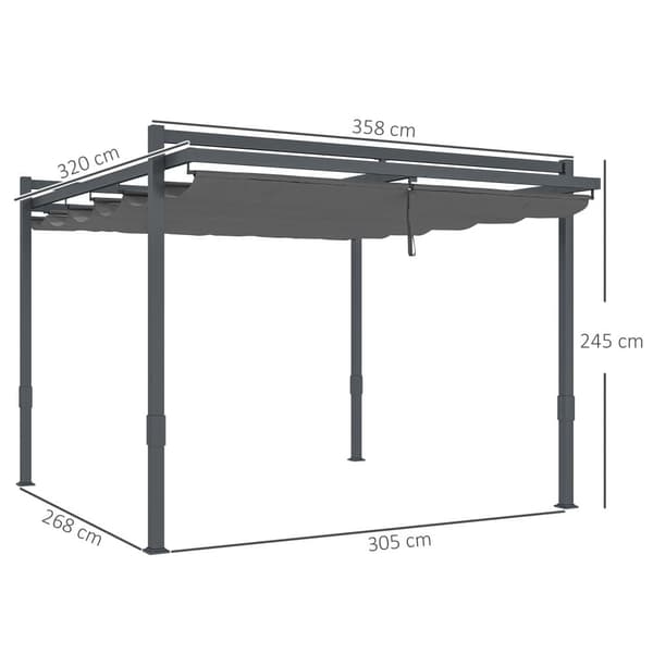Pergola, 358x320 cm, Harmaa