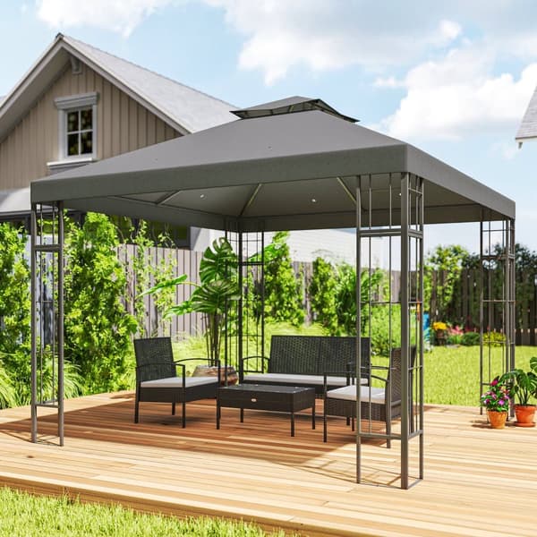 Paviljong med Dubbelt Tak, 3x3 m, Mörkgrå