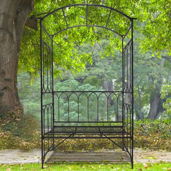 Havebænk, 115x50x203 cm, Sort