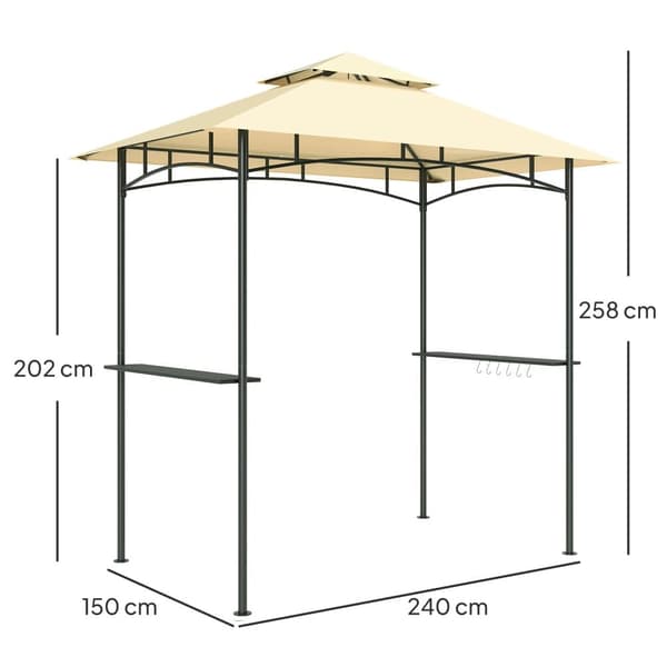 Grillipaviljonki, LED-valoilla, 240x150x258 cm, Beige