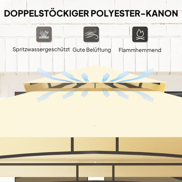 Grillipaviljonki, LED-valoilla, 240x150x258 cm, Beige
