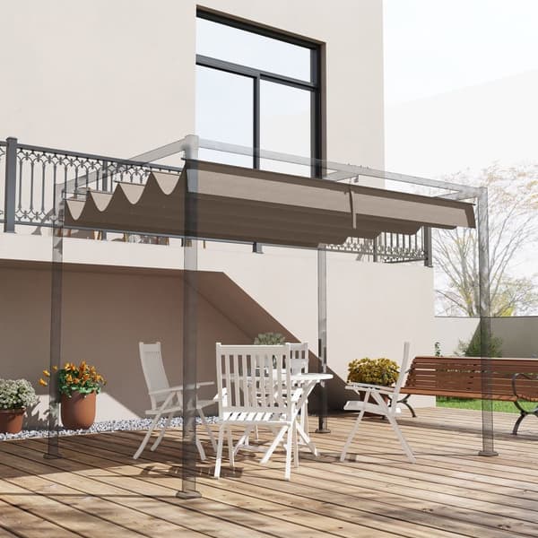 Pergola Canopy Udskiftning, 84C-175, 286x245 cm, Kaffe