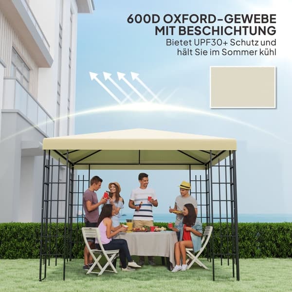 Ersättningstak för paviljong, 3x3 m, Krämvit