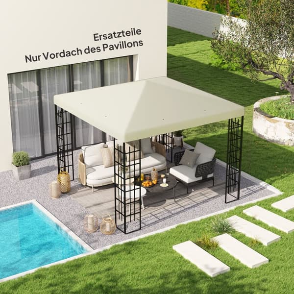 Ersättningstak för paviljong, 3x3 m, Krämvit