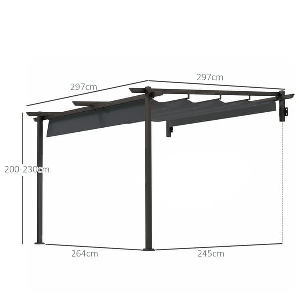 Pergola, terassikatos, 297x297 cm, tummanharmaa