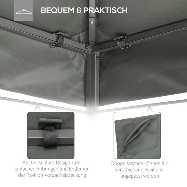 Korvaava katto paviljonkiin, 4x3 m, tummanharmaa