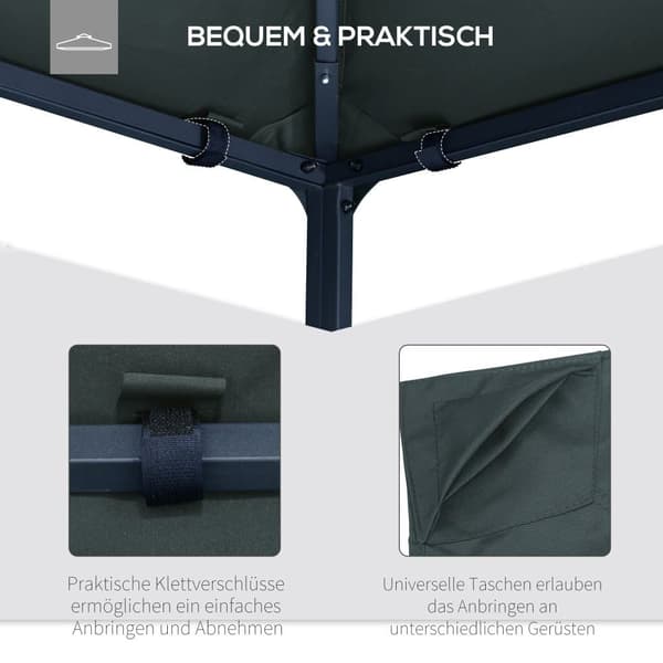 Paviljongtak, 3x3m, Mörkgrå