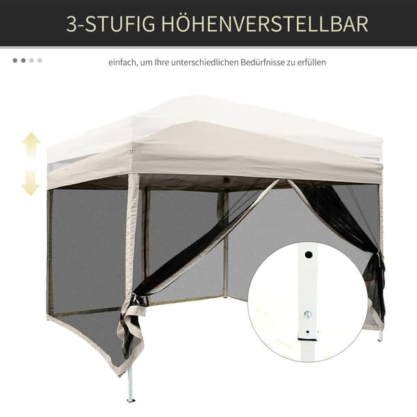 Foldbart Pavillon, 2.97x2.97x2.55m, Beige