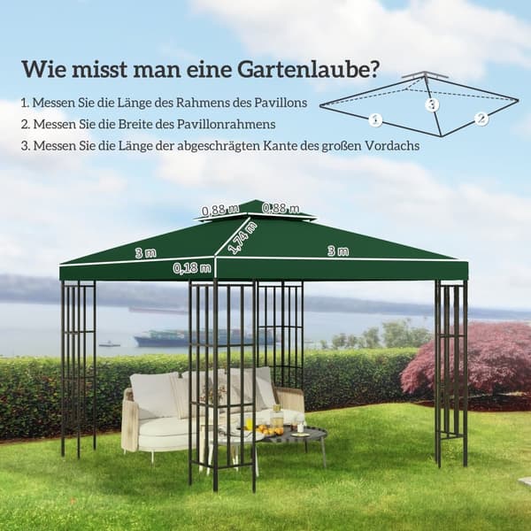 Paviljongin katon vaihto, 3x3m, hiiligraniitti