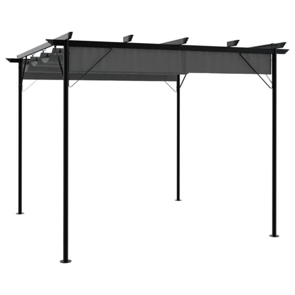 Pergola med infällbart tak antracit 3x3 m stål 180 g/m²
